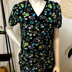 HQ Scrub Top! Super Cute‎ Black Size XS thumbnail 5