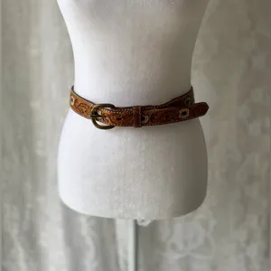 Vintage “Shirley” Hand Tooled Leather Western Belt Floral Size 30 thumbnail 8