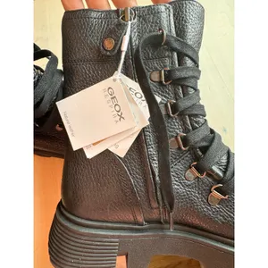 Geox Vilde Combat Boots Black Lace Up Edgy Street Style Size 38 US 8 thumbnail 5