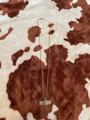 Silver Tone MOM Volleyball Pendant Necklace with Crystal Accents thumbnail 2