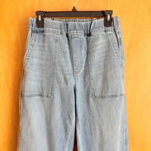 Madewell Pull-On Utility Jeans Women Size S Light Blue Elastic‎ Waist DM4635 thumbnail 2