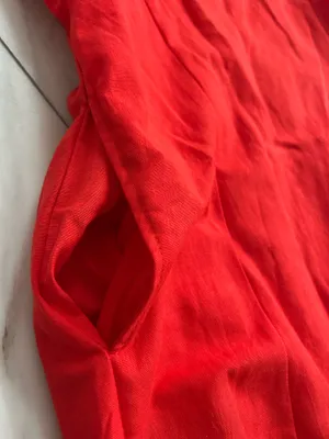 Red linen mini dress thumbnail 2