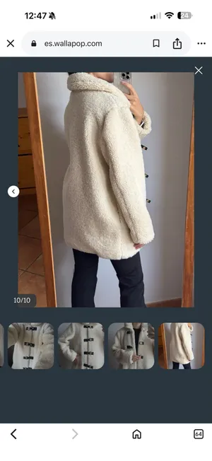 Zara Cream Faux Shearling Toggle Jacket with Black Trim thumbnail 10
