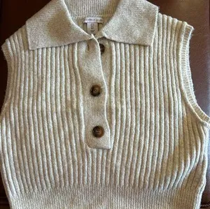 Collared/vest Sleeveless Sweater Tan thumbnail 1