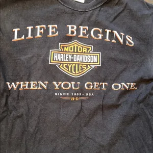 Harley-Davidson Black and Orange Logo Tee Clarksville Tennessee size medium thumbnail 3