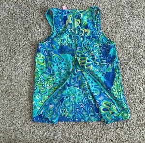 Lilly Pulitzer Silk Aerial Sea Blue Lagoon Blouse Sleeveless Top thumbnail 7