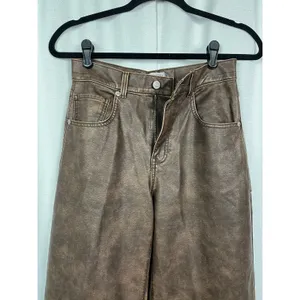 Free People We The Free Brown Faux Leather Misha Wide Leg Barrel Pants Sz.26 thumbnail 8