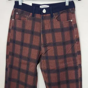 WeWoreWhat Women's Navy and Brown Plaid Jeans Size 27 NWT Icon Jeans Plaid thumbnail 4