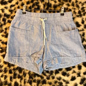 Athleta Light Blue Women's Drawstring Linen-Blend Shorts thumbnail 1