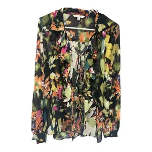 CAbi Floral Ruffle Tie Front Sheer Blouse // Size Small thumbnail 3