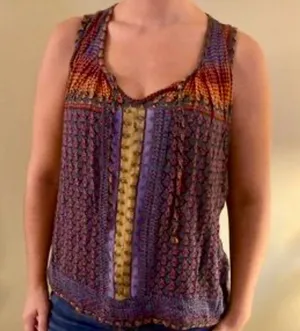 MÁNDALA Boho Chic Multicolor Tank Top Purple Size L thumbnail 1