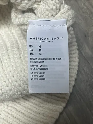 American Eagle Cream Cable Knit Sweater Vest Tipped Trim Size M thumbnail 3