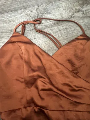 Lulus Rust Satin Slip Dress thumbnail 8