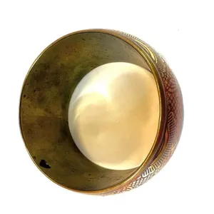 Red and gold tone wide brass bangle bracelet thumbnail 3