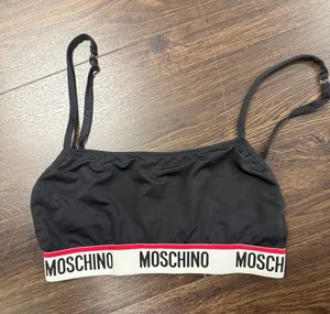 MOSCHINO Underwear Black Logo Band Bralette Bra Vintage Y2K Designer 36 thumbnail 1