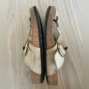 Birkenstock Tan Leather Sandals with Gold Accents thumbnail 6