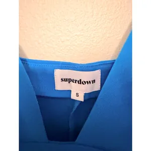 Superdown Mini Dress Women Small Blue Asymmetrical Bodycon Plunging V-Neck Party thumbnail 5