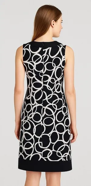ALYX Dress Women's Size 6‎ Sleeveless Black White Mod Circle Print Career thumbnail 1