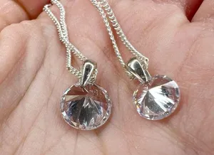 Cubic Zirconia Double Layered Dainty Silver Chain Necklace thumbnail 7