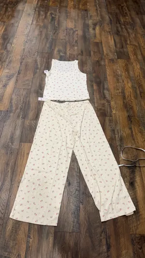 Gap Women’s Pajama Set, Wide Leg Pants And Tank Top, Cream Pink, Size Large, NEW thumbnail 12
