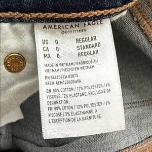 American Eagle Outfitters Size 0 Super Hi-Rise Flare Dark Blue Stretchy Jeans thumbnail 11