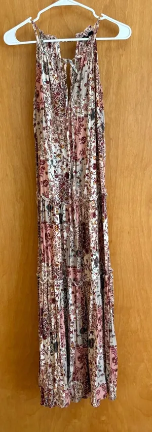DREW XS Floral Maxi Dress‎ Sleeveless Halter Tie Back Bohemian Festival thumbnail 1