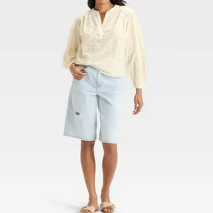 Women's Long Sleeve Popover Blouse‎ - Universal Thread™ Cream L thumbnail 8
