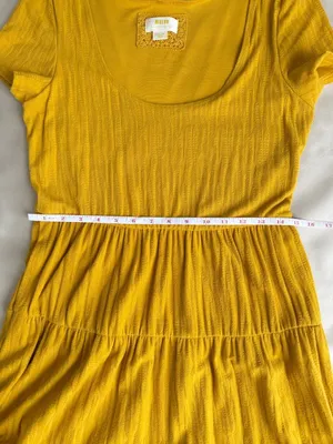 Anthropologie, Maeve, Gillian, Mustard, Tiered, Maxi Dress, Cotton, Puff Sleeve thumbnail 10