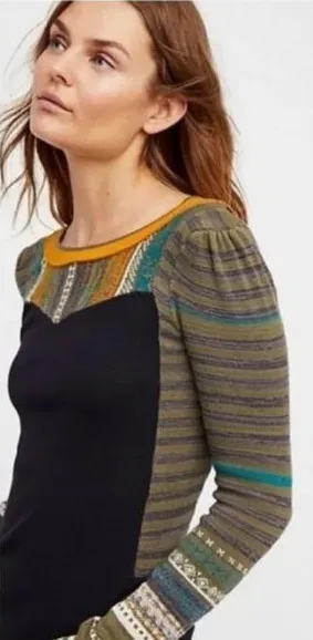 FREE PEOPLE Sweet Gal‎ Colorblock Knit Thermal thumbnail 1