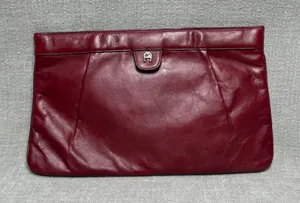 Etienne Aigner Vintage Oxblood Leather Clutch Bag Purse Large‎ Burgundy Maroon thumbnail 1