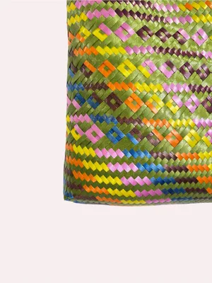 Large Colorful Mexican Woven Straw Tote Bag Market Beach Boho Handmade thumbnail 7