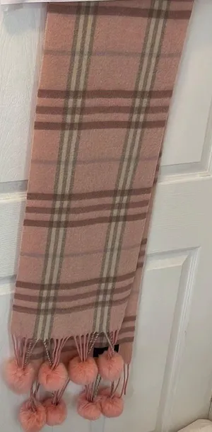 Pink Plaid Cashmere Scarf thumbnail 1