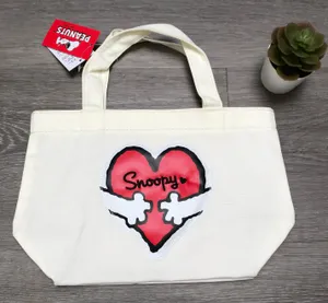peanuts snoopy love heart canvas tote bag Multiple thumbnail 1