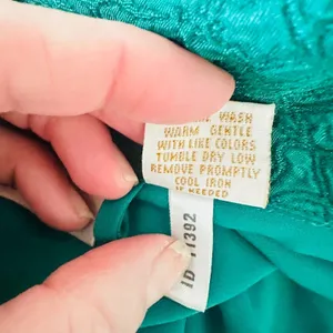 Victoria's Secret Vintage Gold Label Long Robe Green Belted Embossed Women Large thumbnail 11