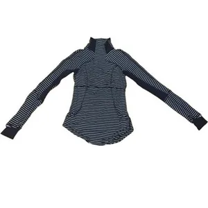 Lululemon Base Runner 1/2 Zip Jacket Size 4 Black White Stripe Rulu Running Top thumbnail 9