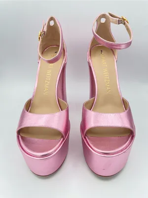 STUART WEITZMAN Skyhigh 145 Metallic Pink Platform Sandals Size 9 thumbnail 3