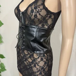Black Faux Leather Corset New thumbnail 5