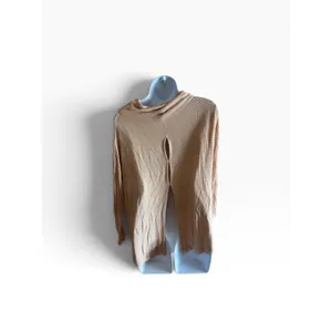 We The Free Top XS Peach Ribbed Mock Neck Open Back Boho Long Sleeve thumbnail 2