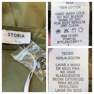 Storia Utility Dress A-line Pockets Button Front Olive Green Women’s Size L NWT thumbnail 11