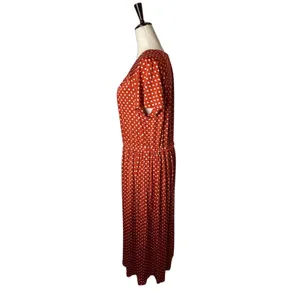 Stine Goya Caitlin Dress Women XS Orange Polka Dot Pleated Midi Boho Retro thumbnail 6