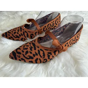 AHZEHRSE Women's Animal Print Mary Jane Flats Pointed Toe Knit Size 10 (EU 43) thumbnail 2