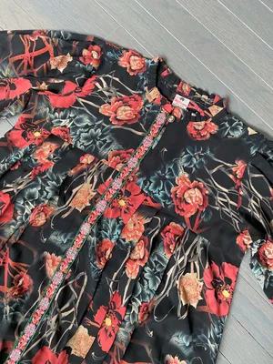 Women’s Floral Long Sleeve A-line Mid Length Georgette Lined Dress thumbnail 8