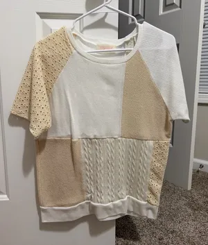 Patchwork Knit Women’s Neutral Top thumbnail 1