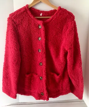 Red Sweater Cardigan, XL thumbnail 2