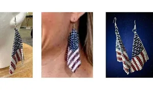 Handmade New American Flag Earrings Drop Dangle Stars Stripes Patriotic July 4 Ve… thumbnail 8