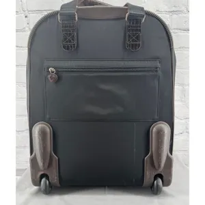 VTG Brighton Black Bag Brown Leather Accents Wheeled Carry-On Luggage 21" thumbnail 2