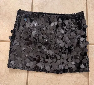Edikted Black Oversized Sequin Mini Skirt thumbnail 1