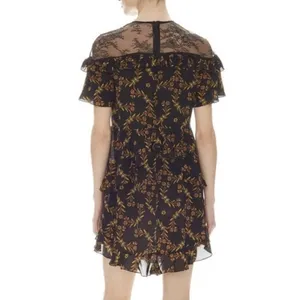 Sandro Alderic mini dress Black Lace Size 40 US 8 Whimsy Goth Ruffle Layer thumbnail 2