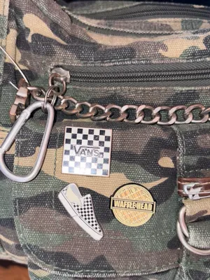 Vintage Y2K 2000’s Camouflage Canvas Shoulder Bag with junk pins thumbnail 3