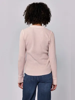 Dear John Sepia Rose Waffle Henley Long Sleeve Top Size Small thumbnail 2